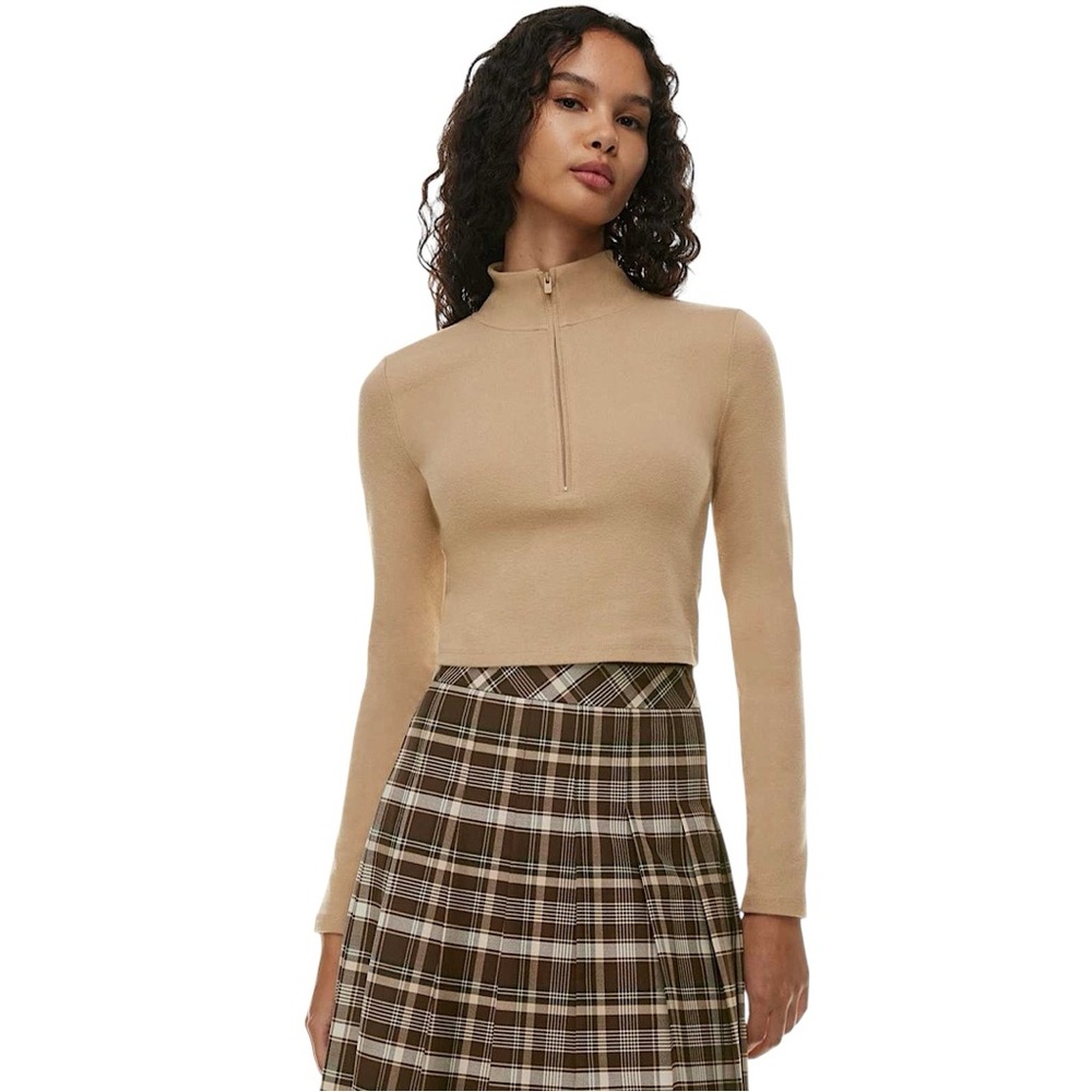 SUNDAY BEST x ARITZIA Monarch 1/2 Zip Cropped Mock Neck Long Sleeve
